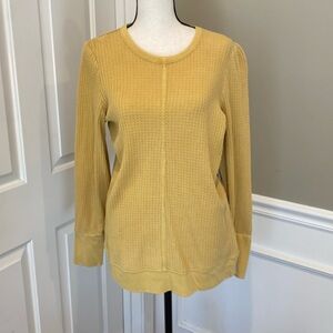 NWT Womens size small yellow/gold waffle knit top.